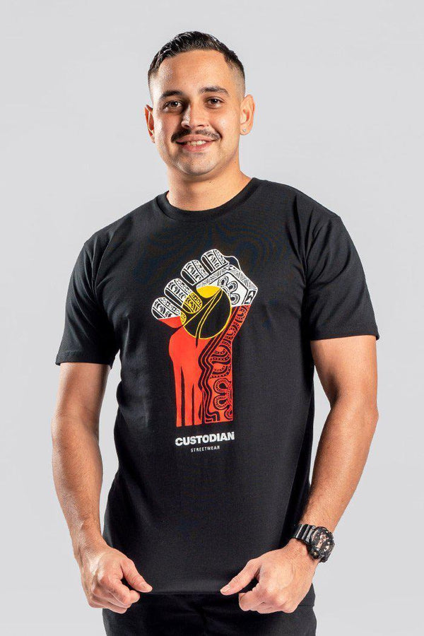 Rise Up Black Cotton Crew Neck Unisex T-Shirt
