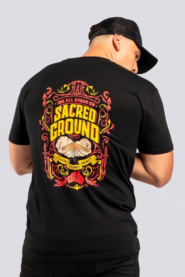 Vintage Sacred Ground Classic Black Cotton Crew Neck Unisex T-Shirt