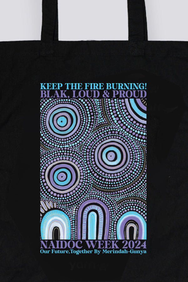 Our Future, Together NAIDOC 2024 Black Long Handle Cotton Tote Bag
