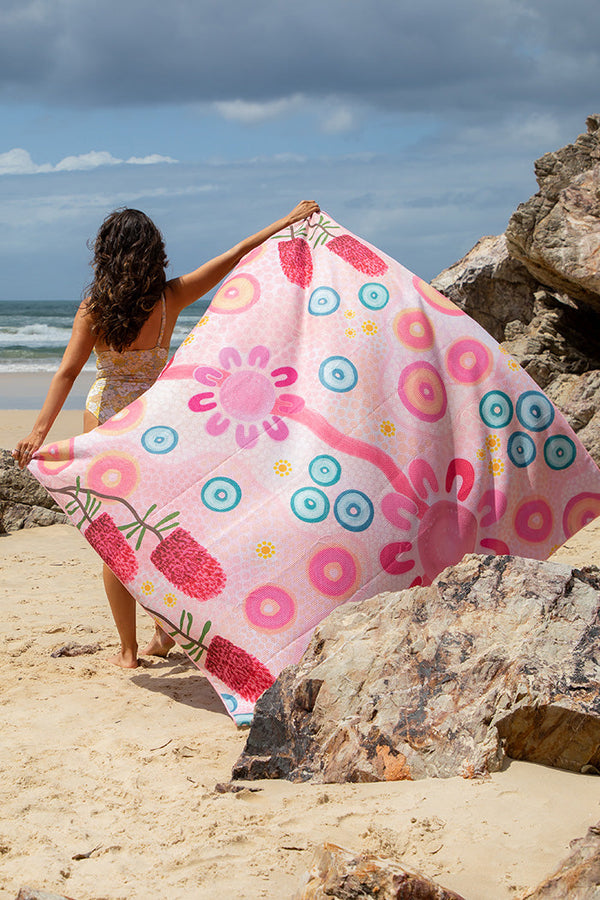 She Blooms Sand Free rPET Beach Towel (160x160cm)