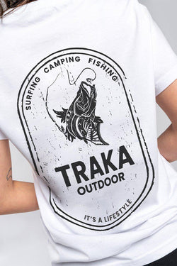 Traka Barra White Cotton Crew Neck Women's T-Shirt
