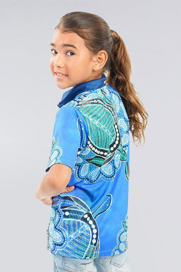 Ocean Turtles UPF 50 Kids Polo Shirt