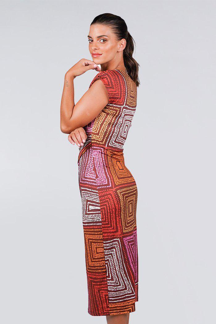 Karnta Jukurrpa V Neck Women's Midi Dress