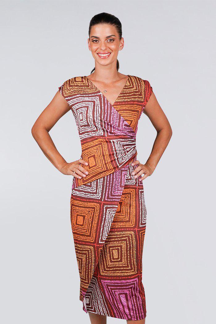 Karnta Jukurrpa V Neck Women's Midi Dress