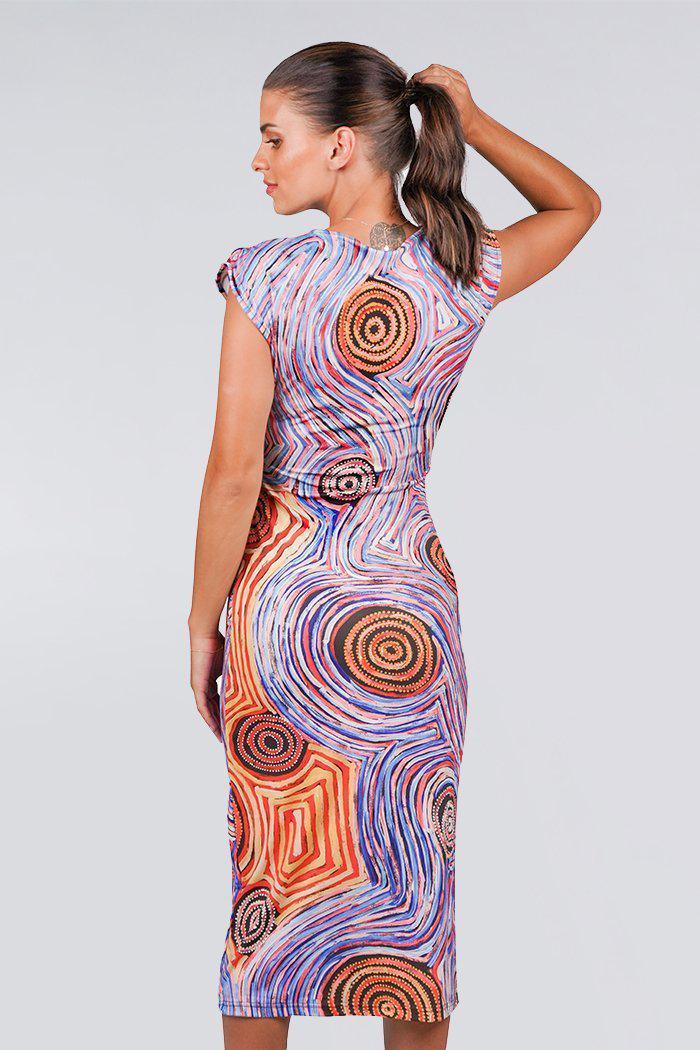 Mina Jukurrpa V Neck Women's Midi Dress