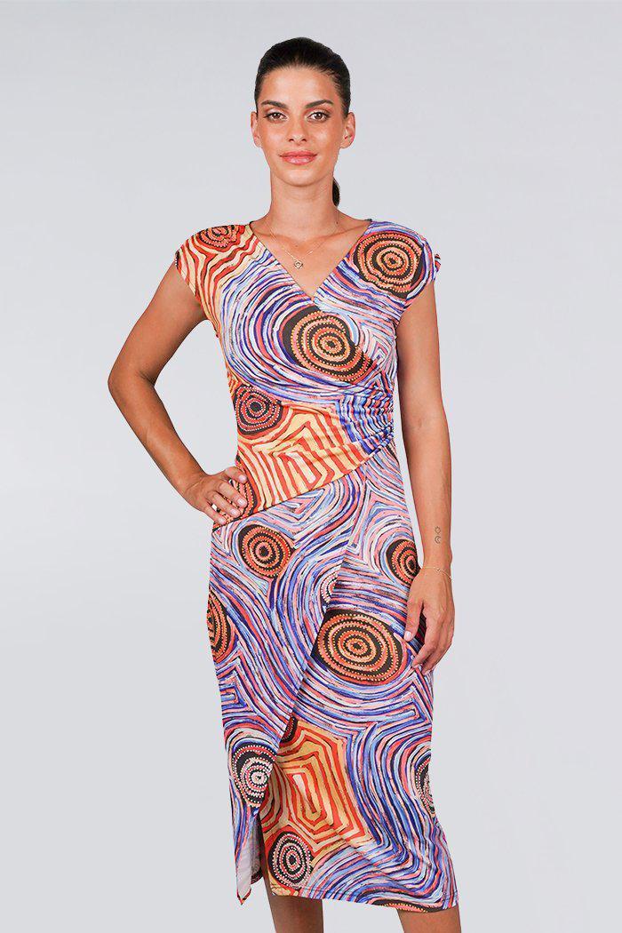 Mina Jukurrpa V Neck Women's Midi Dress