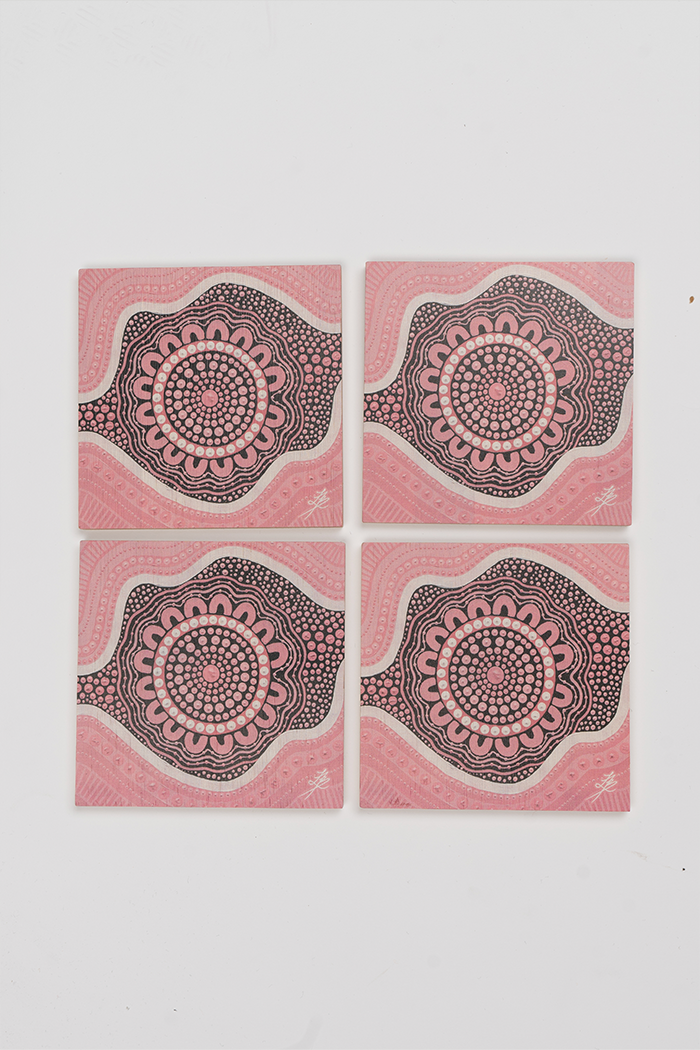 Boobie Sista Bamboo Coaster Set (4 Pack)