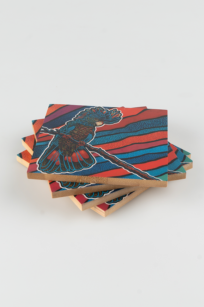 Cockatoo Firebird Bamboo Coaster Set (4 Pack)