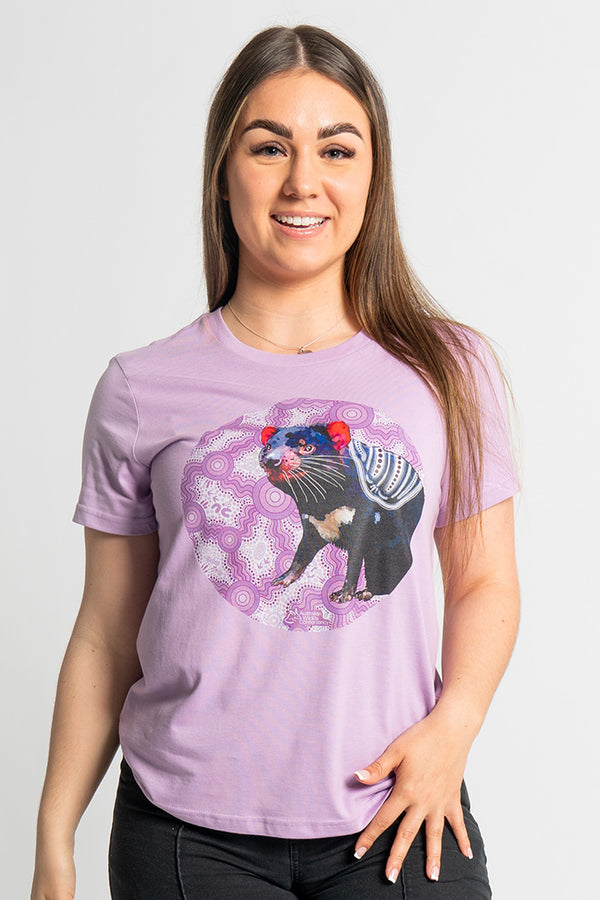 Tasmanian Devil 'Australian Wildlife Conservancy' Lavender Cotton Crew Neck Women’s T-Shirt