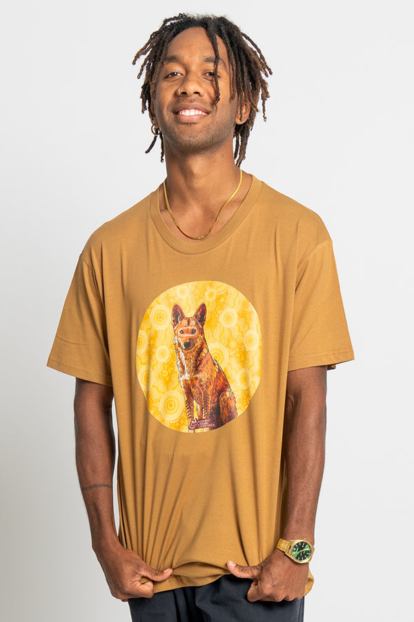 Dingo (Wilkarr) 'Australian Wildlife Conservancy' Camel Cotton Crew Neck Unisex T-Shirt