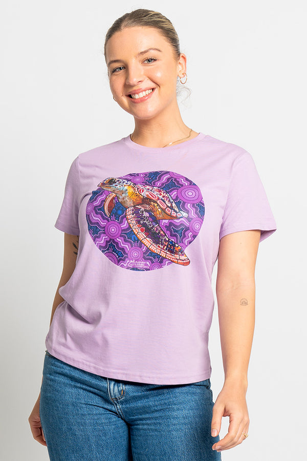 Sea Turtle 'Australian Wildlife Conservancy' Lavender Cotton Crew Neck Women’s T-Shirt