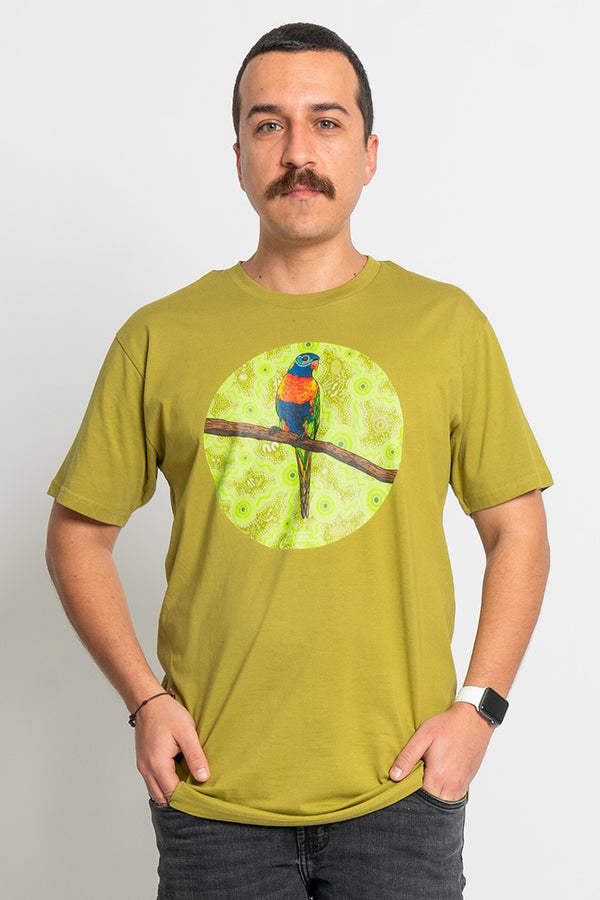 Lorikeet 'Australian Wildlife Conservancy' Moss Cotton Crew Neck Unisex T-Shirt