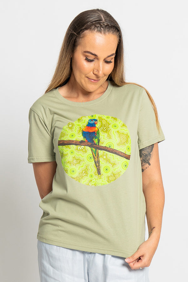 Lorikeet 'Australian Wildlife Conservancy' Pistachio Cotton Crew Neck Women’s T-Shirt