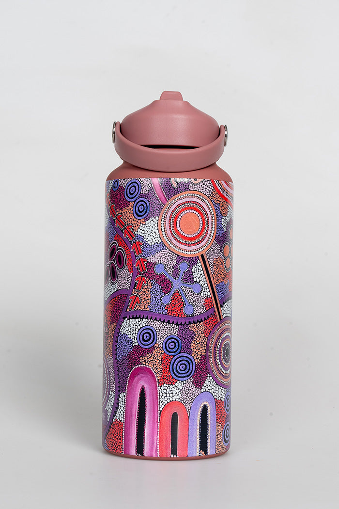 Pink Colours 1L Insulated Stainless Steel Drink Bottle with Handle