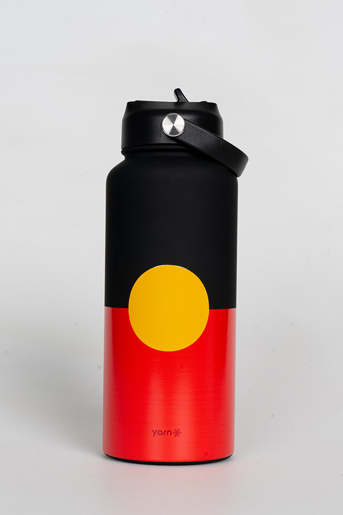 "Raise The Flag" Aboriginal Flag 1 Litre Insulated Stainless Steel Drink Bottle with Handle