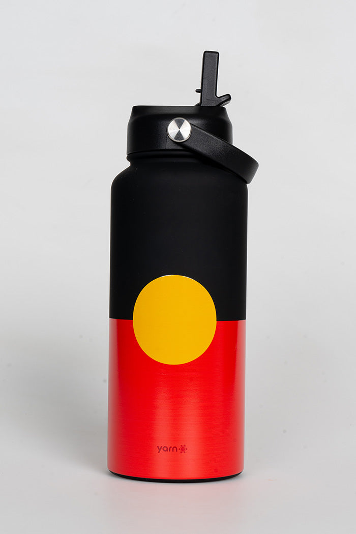 "Raise The Flag" Aboriginal Flag 1 Litre Insulated Stainless Steel Drink Bottle with Handle