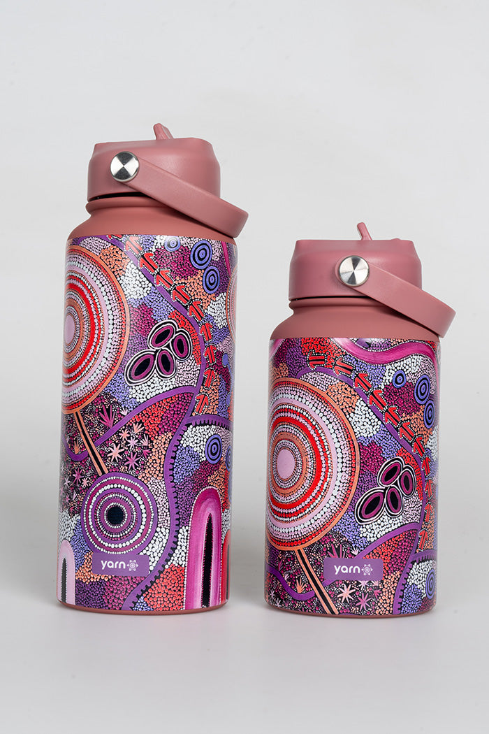 Pink Colours 1L Insulated Stainless Steel Drink Bottle with Handle