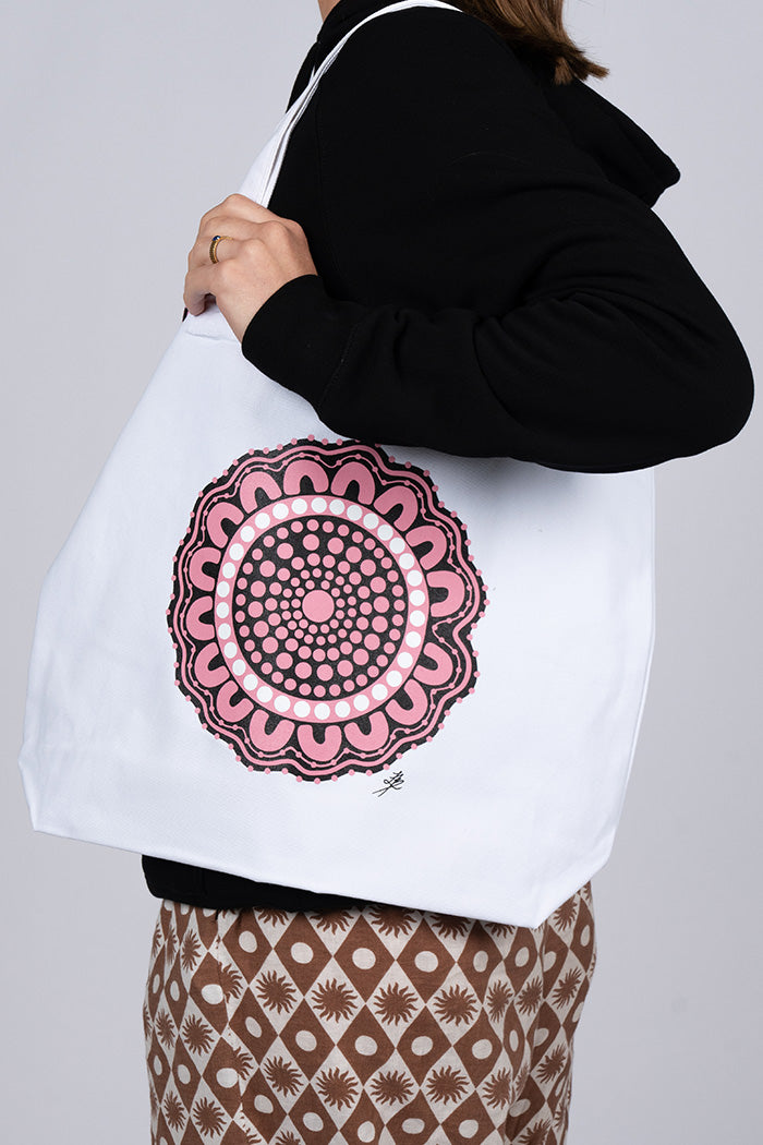 Boobie Sista White Cotton Canvas Carry Bag