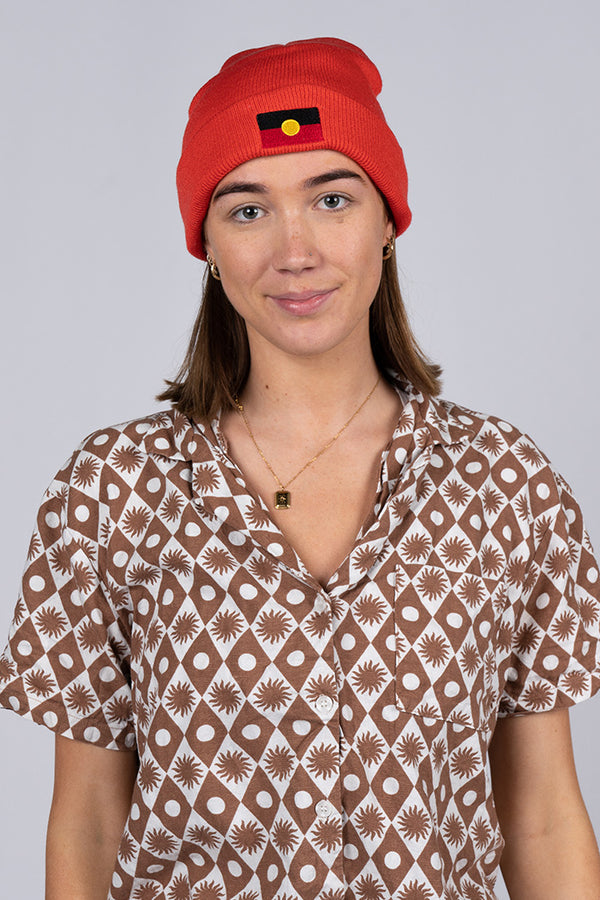 "Raise The Flag" Aboriginal Flag (Small) Red Acrylic Beanie