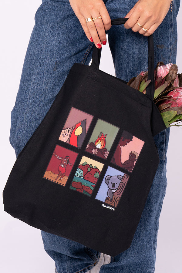 Cultural Values Black Cotton Short Handle Tote Bag