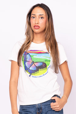 Walbul-walbul Dreaming (Butterfly) Natural Cotton Crew Neck Women's T-Shirt