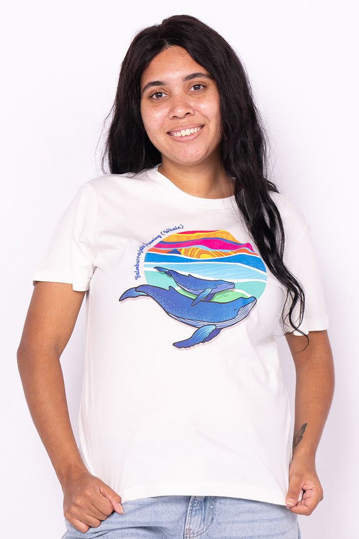 Yalmburrajaka Dreaming (Whale) Natural Cotton Crew Neck Women's T-Shirt