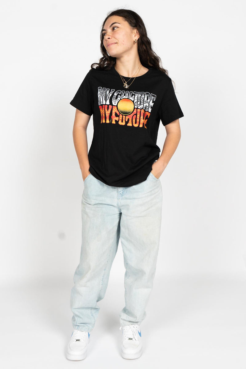 "My Culture, My Future" Black Cotton Crew Neck Women's T-Shirt