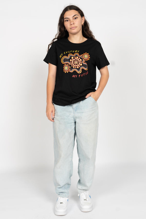 Gather and Thrive Black Cotton Crew Neck Women's T-Shirt
