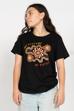 Gather and Thrive Black Cotton Crew Neck Women's T-Shirt