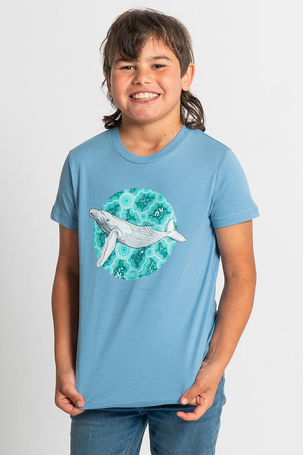 Migaloo 'Australian Wildlife Conservancy' Carolina Blue Cotton Crew Neck Kids T-Shirt