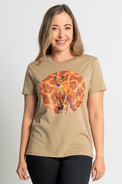 Kangaroo (Barra) 'Australian Wildlife Conservancy' Sand Cotton Crew Neck Women’s T-Shirt