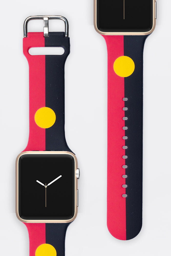 "Raise The Flag" Aboriginal Flag Silicon Apple Watch Strap