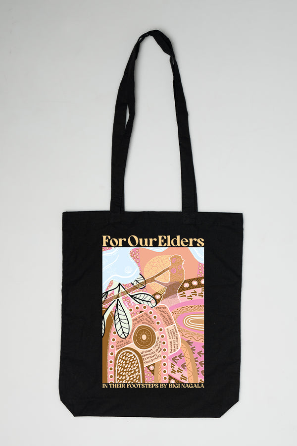 In Their Footsteps Black Cotton Tote Bag