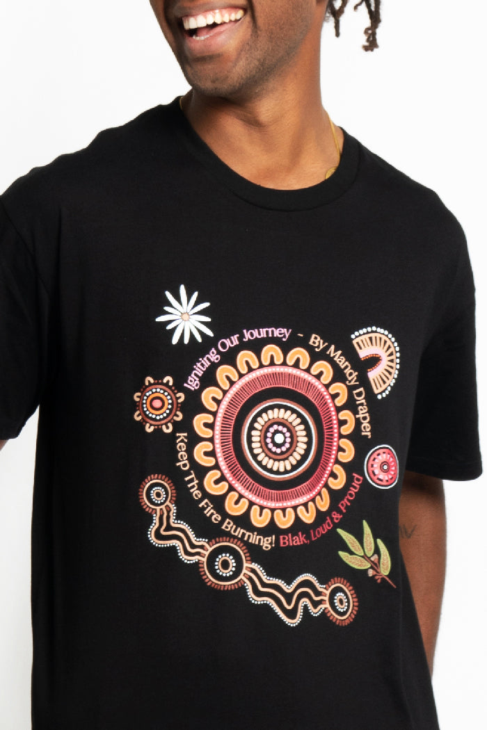 Igniting Our Journey Black Cotton Crew Neck Unisex T-Shirt