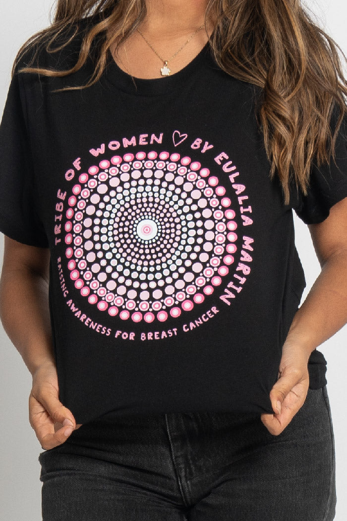 Tribe Of Women Circle Black Cotton Crew Neck Women’s T-Shirt