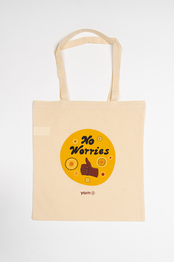 No Worries Long Handle Natural Cotton Tote Bag