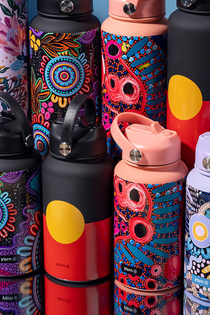 "Raise The Flag" Aboriginal Flag 650mL Insulated Stainless Steel Drink Bottle with Handle