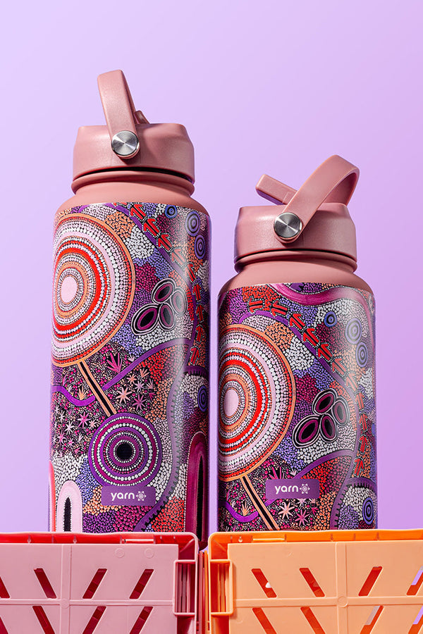 Pink Colours 1L Insulated Stainless Steel Drink Bottle with Handle