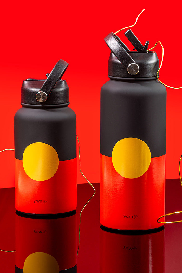 "Raise The Flag" Aboriginal Flag 1 Litre Insulated Stainless Steel Drink Bottle with Handle