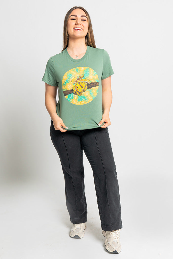 Python 'Australian Wildlife Conservancy' Sage Cotton Crew Neck Women’s T-Shirt