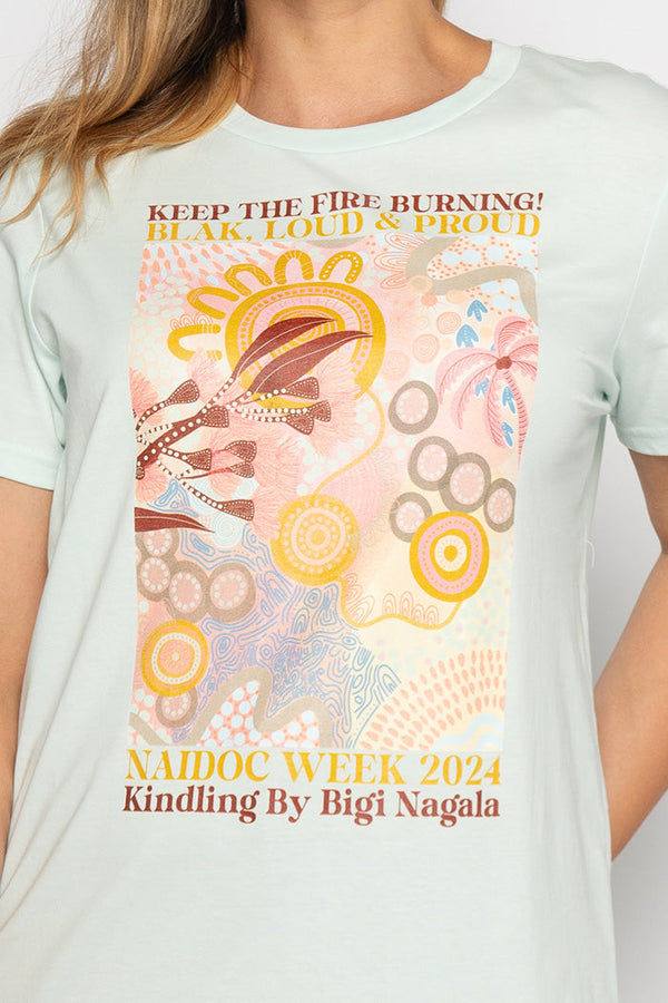 Kindling NAIDOC 2024 Seafoam Cotton Crew Neck Women’s T-Shirt
