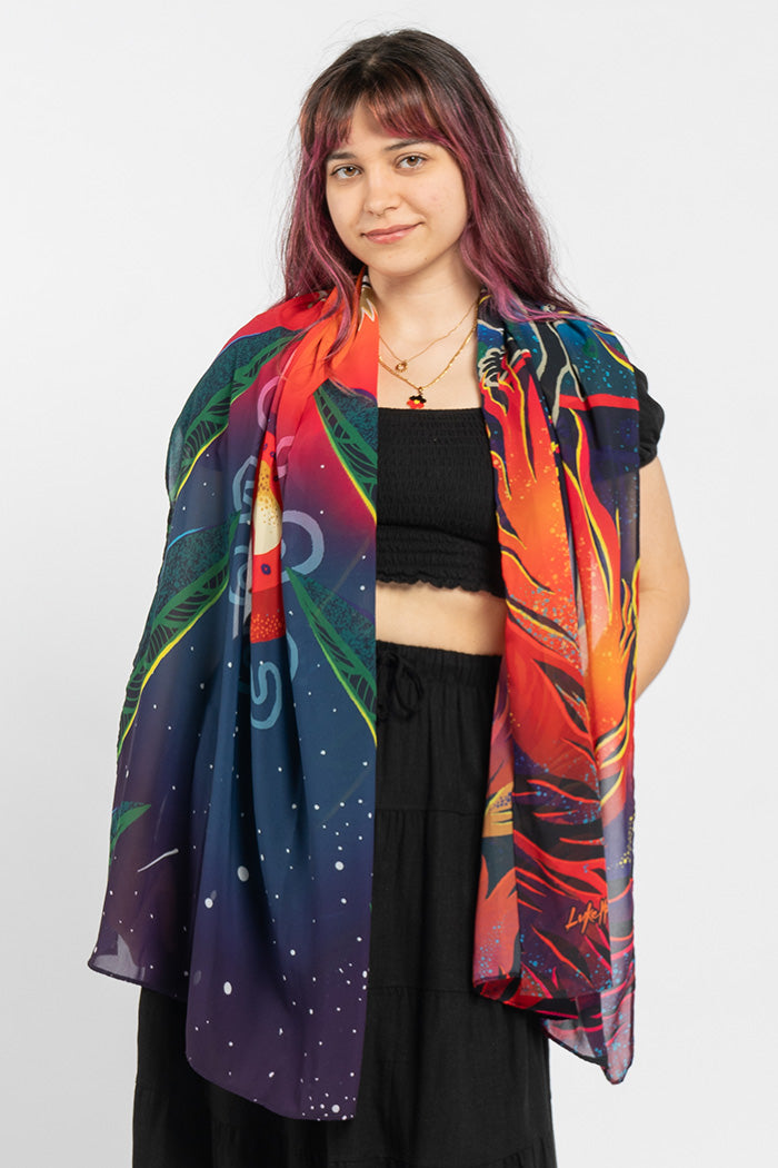 Fire Spirit People Rectangle Chiffon Scarf