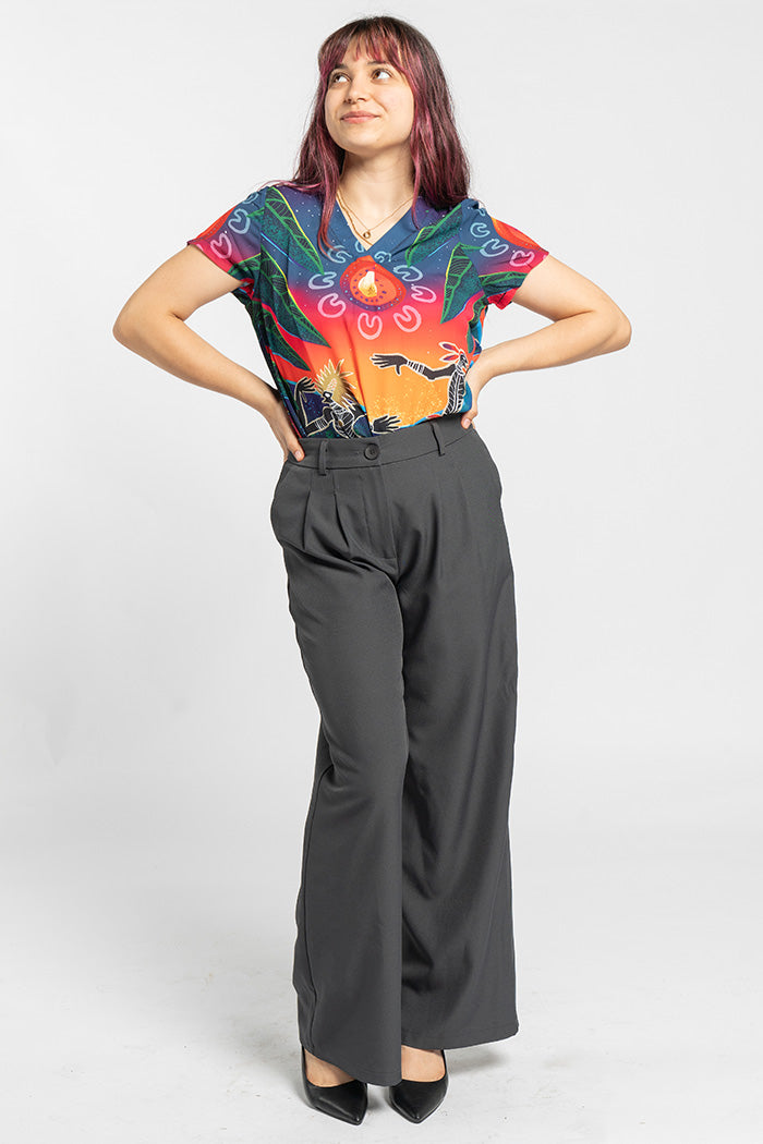 Fire Spirit People NAIDOC 2024 V Neck Women's Short Sleeve Blouse