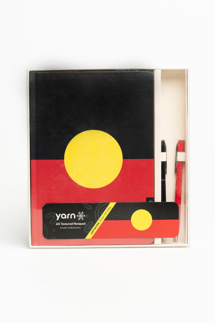 "Raise The Flag" Aboriginal Flag A5 Textured Notebook with Pens