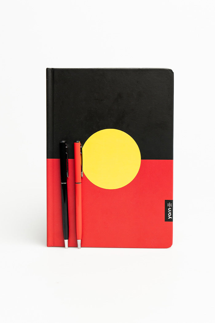 "Raise The Flag" Aboriginal Flag A5 Textured Notebook with Pens