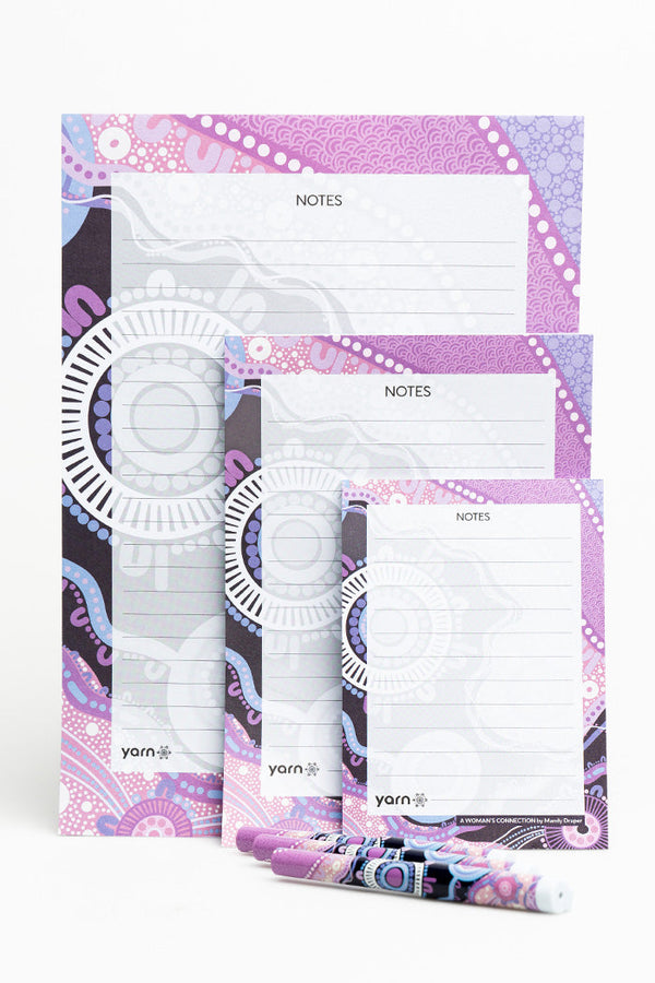 A Woman's Connection Notepad 3 Pack (A4, A5 & A6) with 3 Pack of Pens