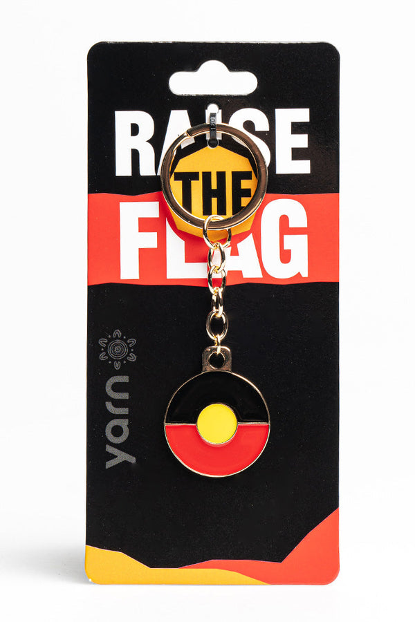 "Raise The Flag" Aboriginal Flag Circle Keyring