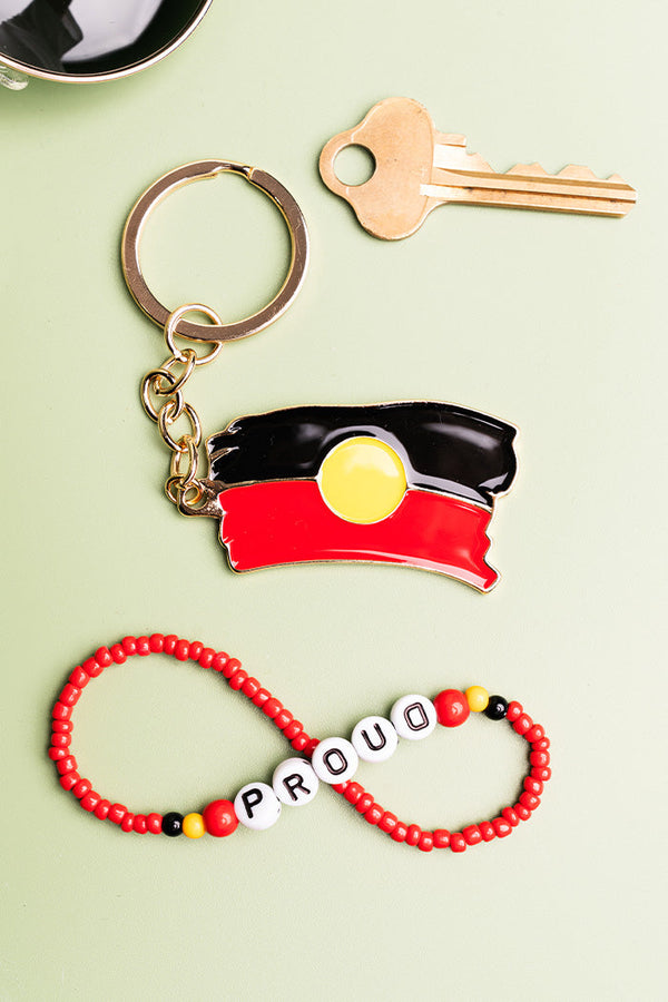 "Raise The Flag" Aboriginal Flag Wave Keyring