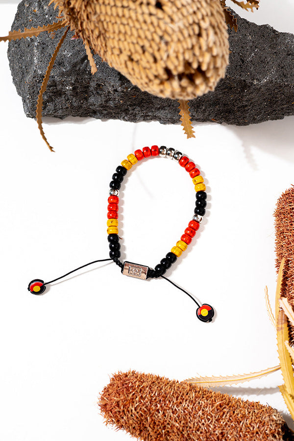 "Raise The Flag" Aboriginal Flag Beaded Bracelet