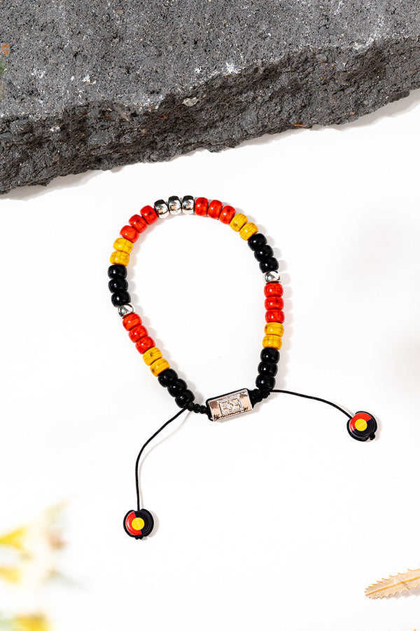 "Raise The Flag" Aboriginal Flag Beaded Bracelet